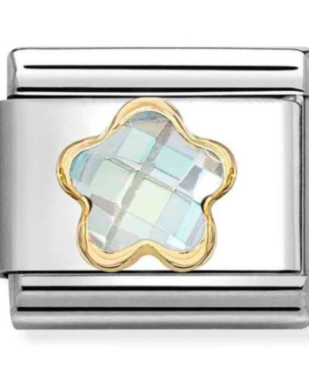 Charms NOMINATION 18K Biała cyrkonia kwiatek Gold.jpg